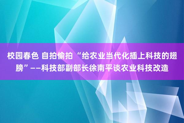 校园春色 自拍偷拍 “给农业当代化插上科技的翅膀”——科技部副部长徐南平谈农业科技改造