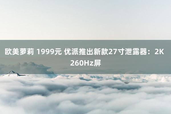 欧美萝莉 1999元 优派推出新款27寸泄露器：2K 260Hz屏