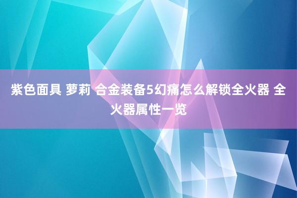 紫色面具 萝莉 合金装备5幻痛怎么解锁全火器 全火器属性一览