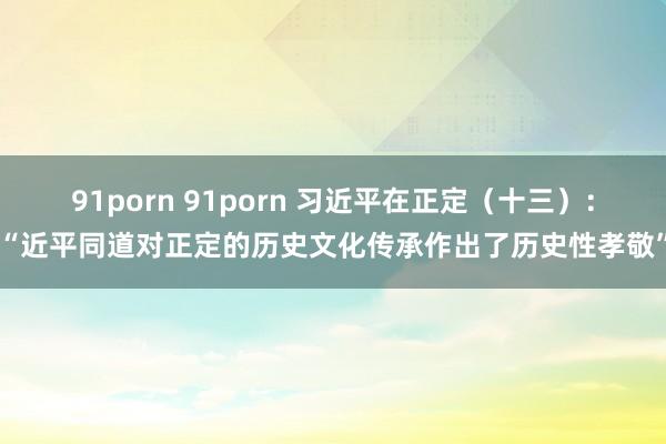 91porn 91porn 习近平在正定（十三）：“近平同道对正定的历史文化传承作出了历史性孝敬”