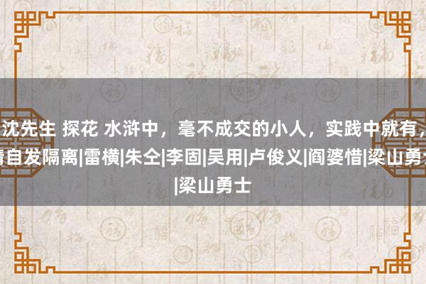 沈先生 探花 水浒中，毫不成交的小人，实践中就有，请自发隔离|雷横|朱仝|李固|吴用|卢俊义|阎婆惜|梁山勇士