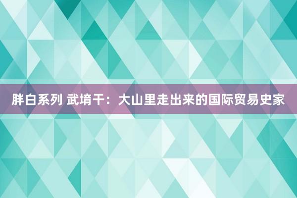 胖白系列 武堉干：大山里走出来的国际贸易史家