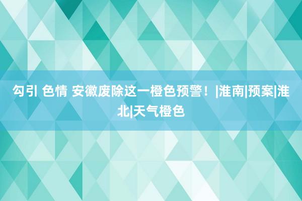 勾引 色情 安徽废除这一橙色预警！|淮南|预案|淮北|天气橙色